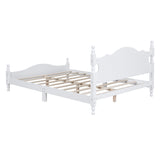 English Elm Queen Size Wood Platform Bed Frame,Retro Style Platform Bed With Wooden Slat Support,White