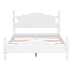 English Elm Full Full Size Wood Platform Bed Frame with Retro Headboard, Sturdy Wooden Slat Support, Easy Assembly, No Box Spring Needed White 57.76 L x 22.76 W x 5.51 H WF310129AAK