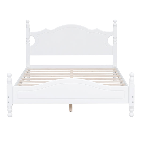 English Elm Full Full Size Wood Platform Bed Frame with Retro Headboard, Sturdy Wooden Slat Support, Easy Assembly, No Box Spring Needed White 57.76 L x 22.76 W x 5.51 H WF310129AAK