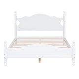 English Elm Full Size Wood Platform Bed Frame,Retro Style Platform Bed With Wooden Slat Support,White