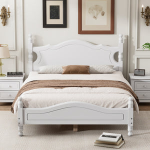 English Elm Full Full Size Wood Platform Bed Frame with Retro Headboard, Sturdy Wooden Slat Support, Easy Assembly, No Box Spring Needed White 57.76 L x 22.76 W x 5.51 H WF310129AAK
