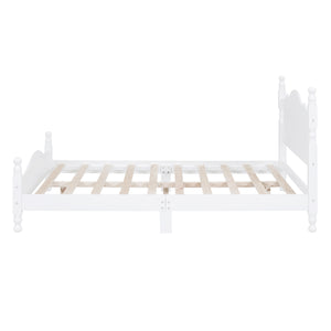 English Elm Full Full Size Wood Platform Bed Frame with Retro Headboard, Sturdy Wooden Slat Support, Easy Assembly, No Box Spring Needed White 57.76 L x 22.76 W x 5.51 H WF310129AAK