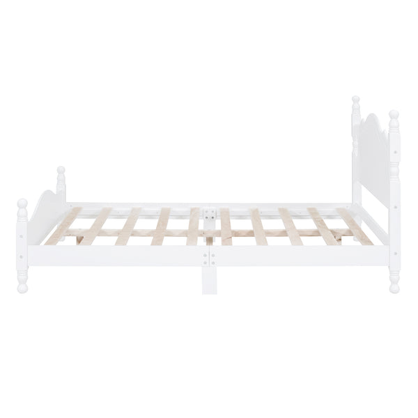 English Elm Full Full Size Wood Platform Bed Frame with Retro Headboard, Sturdy Wooden Slat Support, Easy Assembly, No Box Spring Needed White 57.76 L x 22.76 W x 5.51 H WF310129AAK