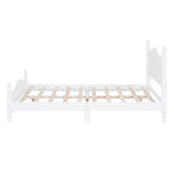 English Elm Full Size Wood Platform Bed Frame,Retro Style Platform Bed With Wooden Slat Support,White