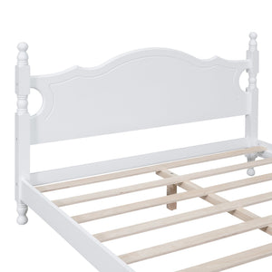 English Elm Queen Wood Platform Bed Frame with Retro Headboard, Solid Slat Support, Easy Assembly, 500LB Capacity White 63.74 L x 22.76 W x 5.75 H WF310132AAK