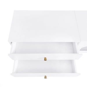 English Elm On-trend Fluted Glass Media Console Low Profile Matte Finish Living Room Tv Stand White WF311903AAK