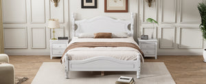 English Elm Full Full Size Wood Platform Bed Frame with Retro Headboard, Sturdy Wooden Slat Support, Easy Assembly, No Box Spring Needed White 57.76 L x 22.76 W x 5.51 H WF310129AAK
