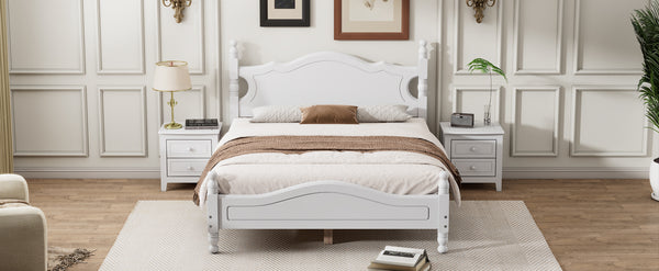 English Elm Full Full Size Wood Platform Bed Frame with Retro Headboard, Sturdy Wooden Slat Support, Easy Assembly, No Box Spring Needed White 57.76 L x 22.76 W x 5.51 H WF310129AAK