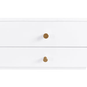 English Elm On-trend Fluted Glass Media Console Low Profile Matte Finish Living Room Tv Stand White WF311903AAK