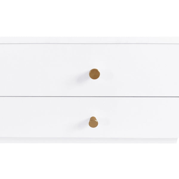 English Elm On-trend Fluted Glass Media Console Low Profile Matte Finish Living Room Tv Stand White WF311903AAK