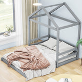 Hearth and Haven Wood Full Size House Bed with Guardrail WF309373AAE