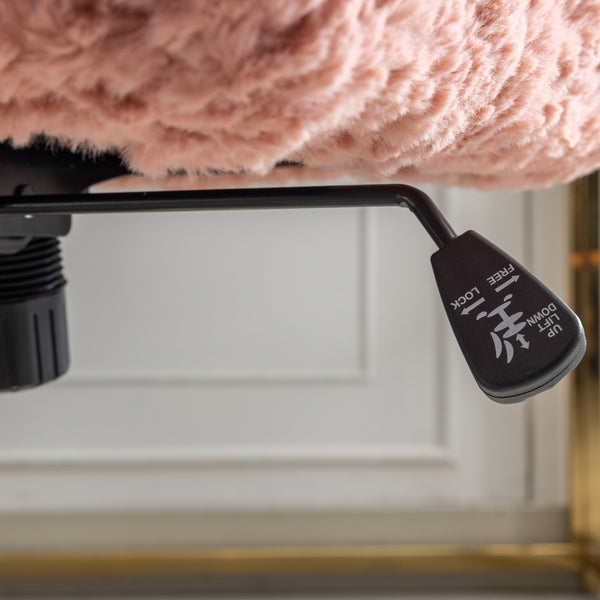 English Elm A&A Plush Office Chair with Golden Metal Base, Oversized Seat & Reclining Swivel Comfort for Home Vanity Pink W1143125532