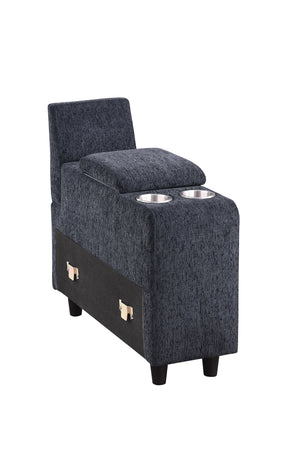 English Elm Gina Chenille Sectional Sofa with Ottoman — Black, USB Cupholder Console, Removable Cushions, Modular Comfort B102S00031