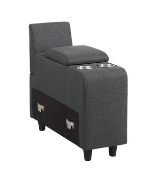 English Elm Eric Upholstered 9-Piece Sectional with Ottoman, Linen Fabric, USB Cupholder Console & Removable Cushions Dark Gray B102S00024