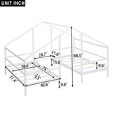 Hearth and Haven Double Twin Size Triangular House Beds with Built-In Table, White(Old Sku:Wf286895Aak) WF311785AAK