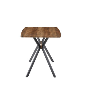 English Elm Modern Minimalist Dining Table Wood Grain Mdf Top Black Metal Base Seats Four W241132801