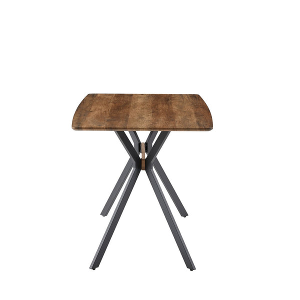 English Elm Modern Minimalist Dining Table Wood Grain Mdf Top Black Metal Base Seats Four W241132801