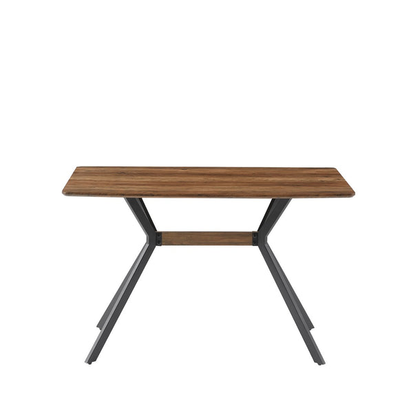English Elm Modern Minimalist Dining Table Wood Grain Mdf Top Black Metal Base Seats Four W241132801
