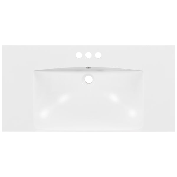English Elm 36" Resin Bathroom Vanity Top Single Basin Sink in White, 3-Hole 4" Faucet Ready, Durable Smooth Finish WF316528AAK