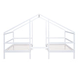 Hearth and Haven Double Twin Size Triangular House Beds with Built-In Table, White(Old Sku:Wf286895Aak) WF311785AAK