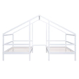 Hearth and Haven Double Twin Size Triangular House Beds with Built-In Table, White(Old Sku:Wf286895Aak) WF311785AAK