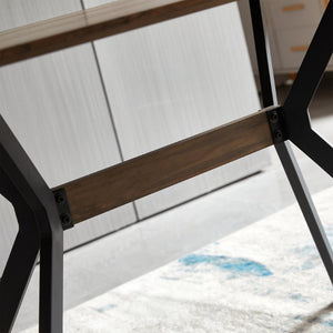 English Elm Modern Minimalist Dining Table Wood Grain Mdf Top Black Metal Base Seats Four W241132801