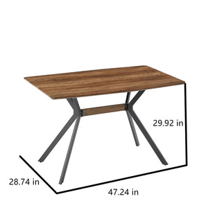 English Elm Modern Minimalist Dining Table Wood Grain Mdf Top Black Metal Base Seats Four W241132801