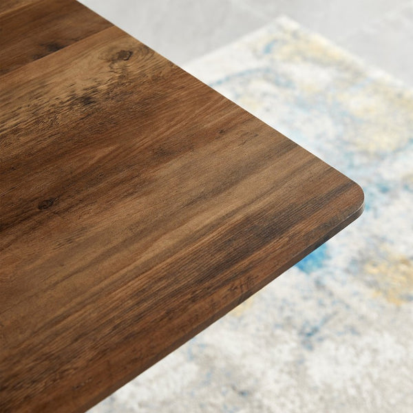 English Elm Modern Minimalist Dining Table Wood Grain Mdf Top Black Metal Base Seats Four W241132801