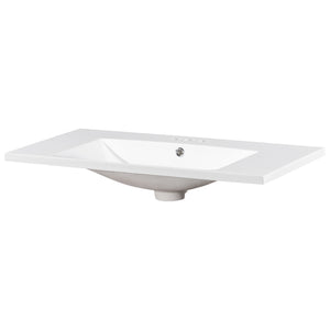 English Elm 36" Resin Bathroom Vanity Top Single Basin Sink in White, 3-Hole 4" Faucet Ready, Durable Smooth Finish WF316528AAK