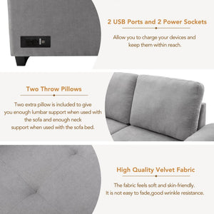 English Elm Sleeper Sectional Velvet Sofa with Usb Ports Ottoman Storage for Apartment Living SG000250AAE