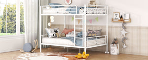 English Elm Full Over Metal Bunk Bed Convertible Iron Frame for Kids and Guest Rooms White MF310408AAK