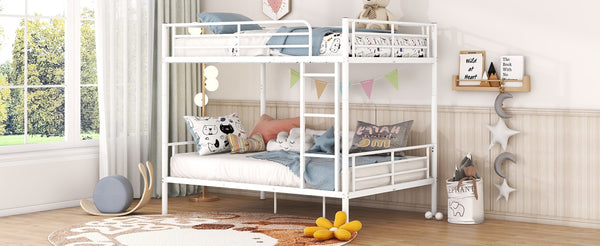 English Elm Full Over Metal Bunk Bed Convertible Iron Frame for Kids and Guest Rooms White MF310408AAK