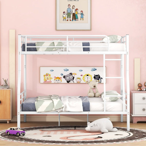 English Elm Full Xl Over Queen Iron Bunk Bed Convertible Metal Frame for Shared Kids Rooms LT000248AAK