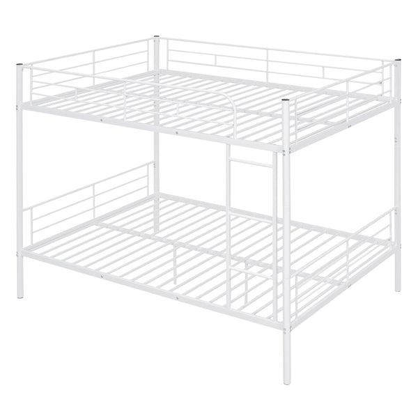 English Elm Full Over Metal Bunk Bed Convertible Iron Frame for Kids and Guest Rooms White MF310408AAK