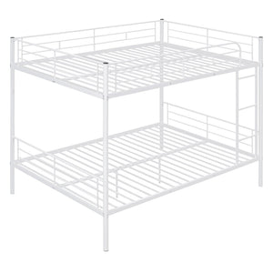 English Elm Full Over Metal Bunk Bed Convertible Iron Frame for Kids and Guest Rooms White MF310408AAK