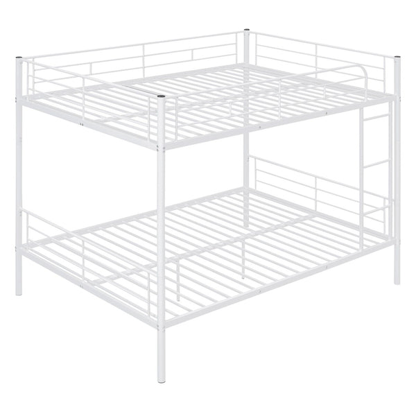 English Elm Full Over Metal Bunk Bed Convertible Iron Frame for Kids and Guest Rooms White MF310408AAK