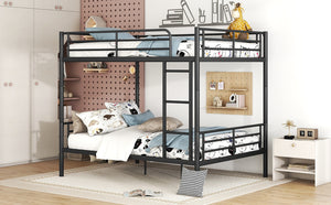 English Elm Full Over Metal Bunk Bed Convertible Iron Frame for Kids and Guest Rooms Black MF310408AAB