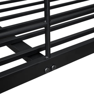 English Elm Full Xl Over Queen Iron Bunk Bed Convertible Metal Frame for Shared Kids Rooms Black LT000248AAB