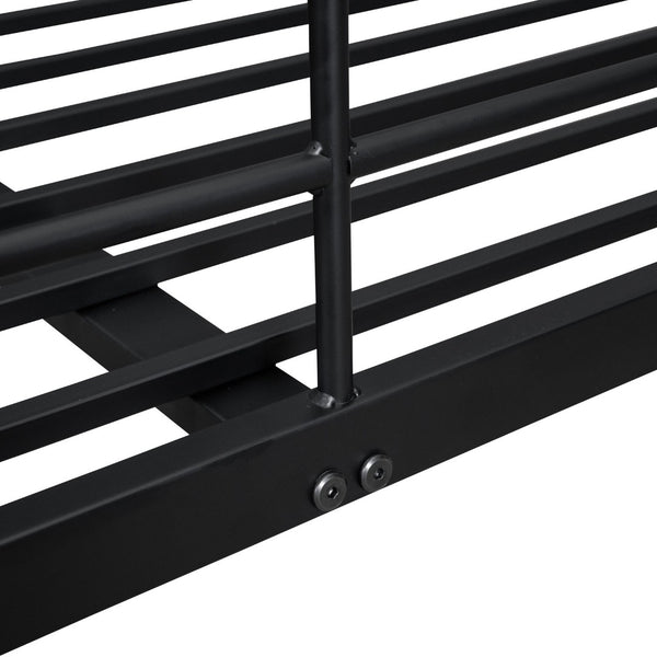English Elm Full Xl Over Queen Iron Bunk Bed Convertible Metal Frame for Shared Kids Rooms Black LT000248AAB