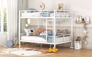 English Elm Full Over Metal Bunk Bed Convertible Iron Frame for Kids and Guest Rooms White MF310408AAK