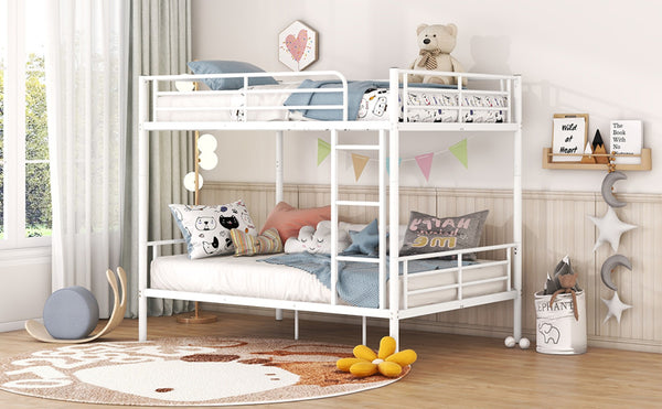 English Elm Full Over Metal Bunk Bed Convertible Iron Frame for Kids and Guest Rooms White MF310408AAK