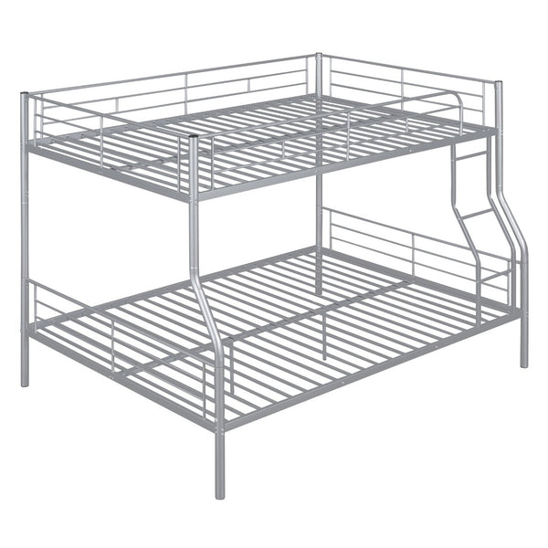 English Elm Full Xl Over Queen Iron Bunk Bed Convertible Metal Frame for Shared Kids Rooms Silver LT000248AAN