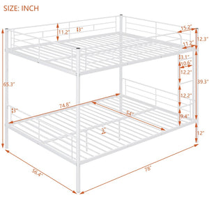 English Elm Full Over Metal Bunk Bed Convertible Iron Frame for Kids and Guest Rooms White MF310408AAK