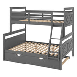 Hearth and Haven Yearning Full over Twin Bunk Bed with Ladder and Trundle, Grey GX000208AAE