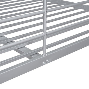 English Elm Full Xl Over Queen Iron Bunk Bed Convertible Metal Frame for Shared Kids Rooms Silver LT000248AAN