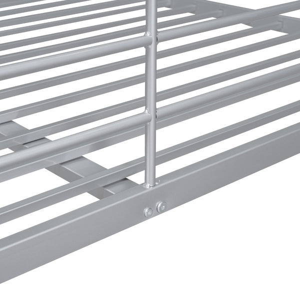 English Elm Full Xl Over Queen Iron Bunk Bed Convertible Metal Frame for Shared Kids Rooms Silver LT000248AAN