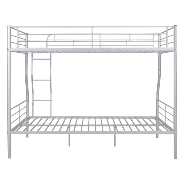 English Elm Full Xl Over Queen Iron Bunk Bed Convertible Metal Frame for Shared Kids Rooms Silver LT000248AAN