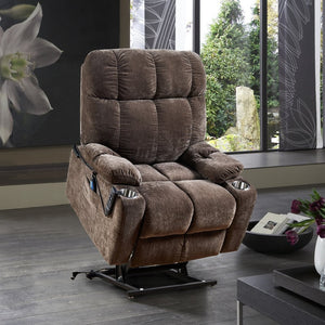 English Elm Liyasi Zero Gravity Power Recliner Eco Leather Massage Lumbar Heat Usb Charging Brown W820S00074