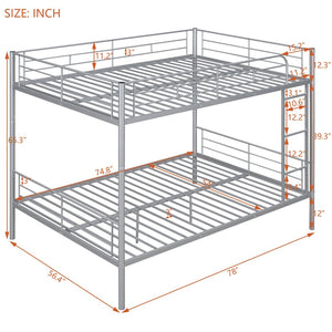 English Elm Full Over Metal Bunk Bed Convertible Iron Frame for Kids and Guest Rooms MF310408AAN