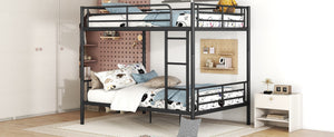 English Elm Full Over Metal Bunk Bed Convertible Iron Frame for Kids and Guest Rooms Black MF310408AAB